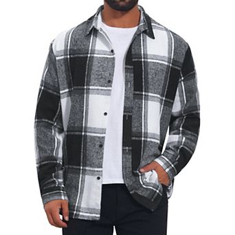 Men's Casual Regular Fit Long Sleeve Button Down Plaid Shirt