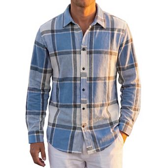 Men's Casual Regular Fit Long Sleeve Button Down Plaid Shirt