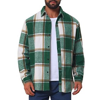 Men's Casual Regular Fit Long Sleeve Button Down Plaid Shirt