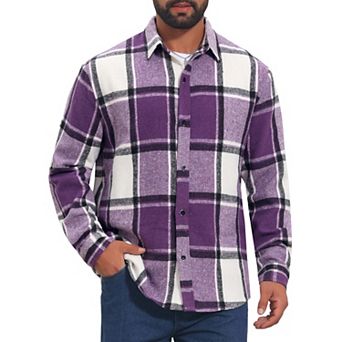 Men's Casual Regular Fit Long Sleeve Button Down Plaid Shirt