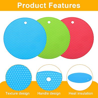 3Pcs Silicone Jar Opener Pads, Texture Can Opener Multipurpose Round Bottle Lid Opener