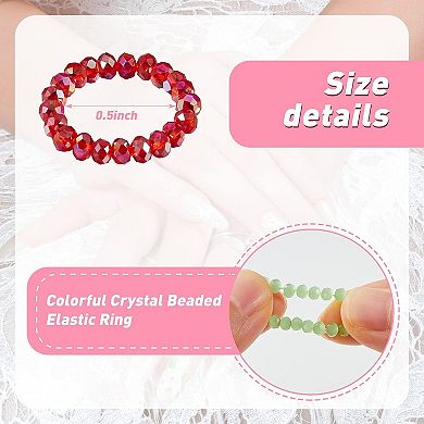 15PCS Beaded Stretchy Rings for Women