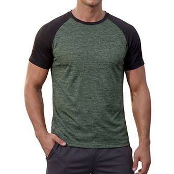 Men's Raglan T-Shirts Short Sleeve Crewneck Color Block Casual Lightweight Baseball Tee Shirt