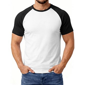 Men's Raglan T-Shirts Short Sleeve Crewneck Color Block Casual Lightweight Baseball Tee Shirt