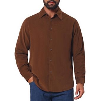 Men's 100% Cotton Dress Shirt Long Sleeve Solid Casual Button Down Shirts