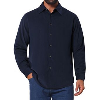 Men's Dress Shirt Long Sleeve Solid Casual Button Down Shirts