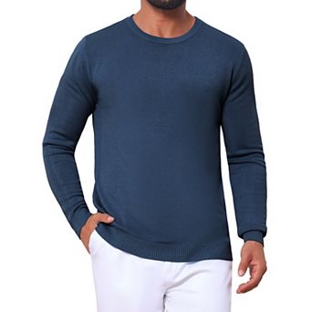 Men's Ribbed Crewneck Sweater Long Sleeve Winter Fall Pullover Casual Sweaters