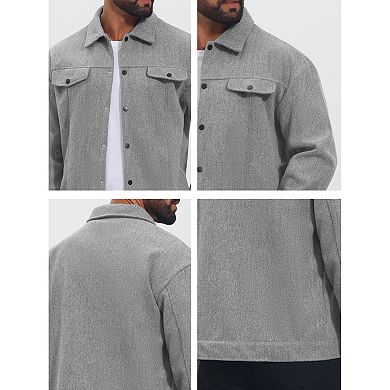 Men's Casual Lapel Button Long Sleeves Trucker Jacket