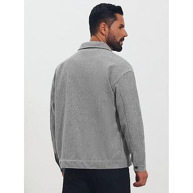 Men's Casual Lapel Button Long Sleeves Trucker Jacket