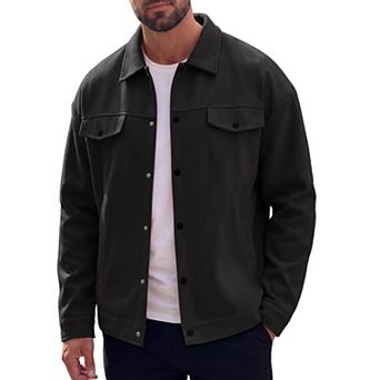Men's Casual Lapel Button Long Sleeves Trucker Jacket