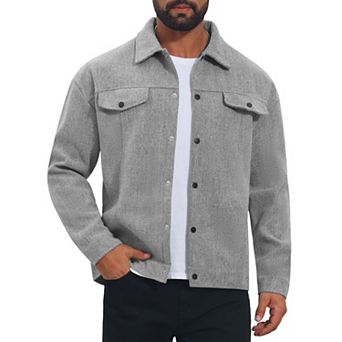 Men's Casual Lapel Button Long Sleeves Trucker Jacket
