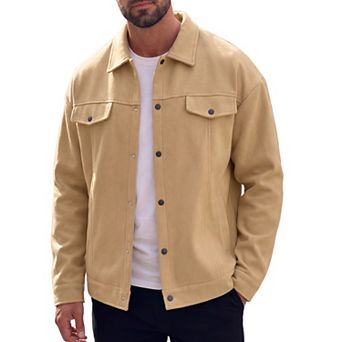 Men's Casual Lapel Button Long Sleeves Trucker Jacket