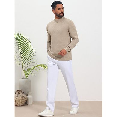 Men's Ribbed Mock Turtleneck Sweater Long Sleeve Pullover Casual Sweaters
