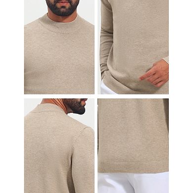 Men's Ribbed Mock Turtleneck Sweater Long Sleeve Pullover Casual Sweaters