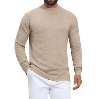 Men's Ribbed Mock Turtleneck Sweater Long Sleeve Pullover Casual Sweaters