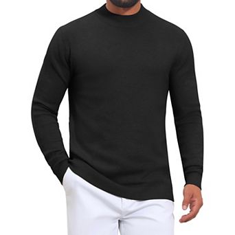Men's Ribbed Mock Turtleneck Sweater Long Sleeve Pullover Casual Sweaters