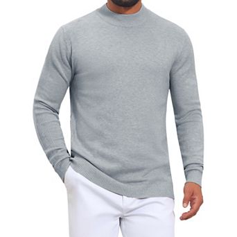 Men's Ribbed Mock Turtleneck Sweater Long Sleeve Pullover Casual Sweaters
