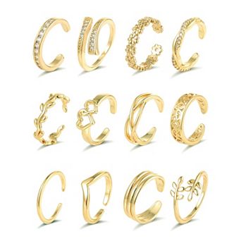12 pc 18K Gold Plated Toe Rings Set