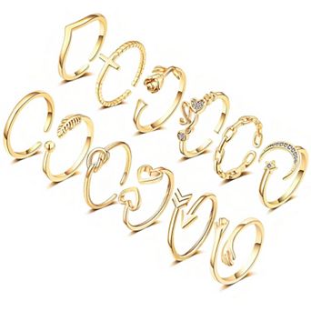 12 pc Adjustable Knuckle Rings Set