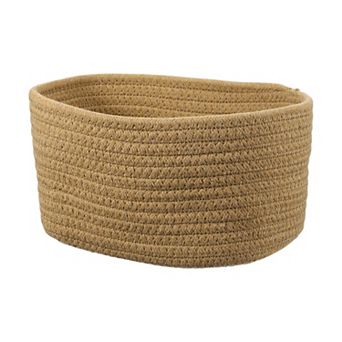 Small Rectangular Woven Rope Basket, Decorative Storage Box for Shelves & Organizing
