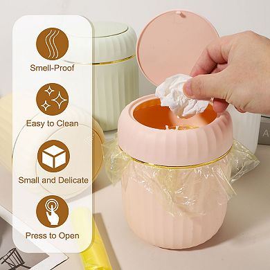 1Pc Mini Trash Can with Lid, Desktop Small Recycling Cute Trash Can