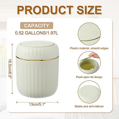 1Pc Mini Trash Can with Lid, Desktop Small Recycling Cute Trash Can