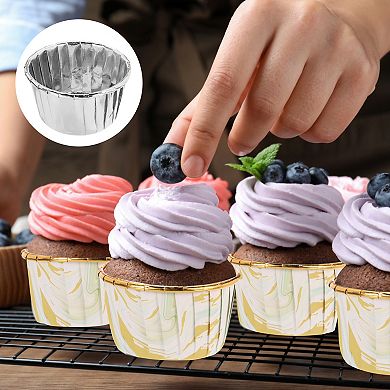 50Set Double-sided Aluminum Foil Cupcake Liners with Lids