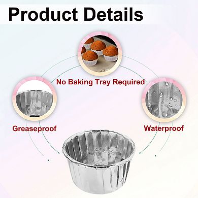 50Set Double-sided Aluminum Foil Cupcake Liners with Lids