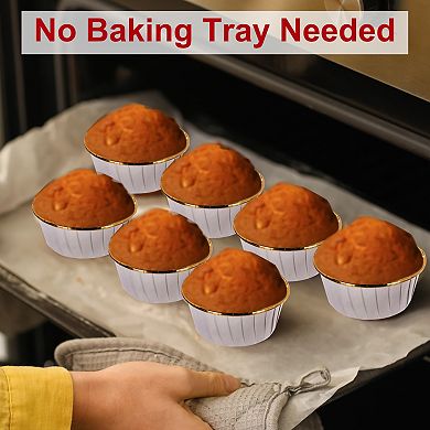 50Set Double-sided Aluminum Foil Cupcake Liners with Lids