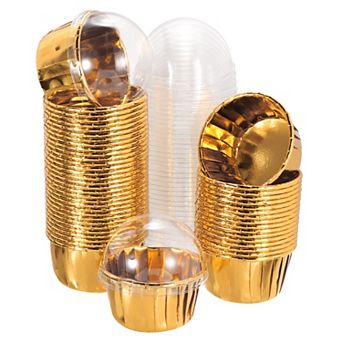 50Set Double-sided Aluminum Foil Cupcake Liners with Lids