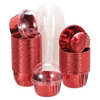 50Set Double-sided Aluminum Foil Cupcake Liners with Lids