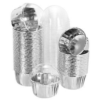 50Set Double-sided Aluminum Foil Cupcake Liners with Lids