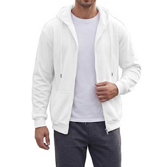 Men's Casual Lightweight Solid Color Zip Up Drawstring Hooded Jacket