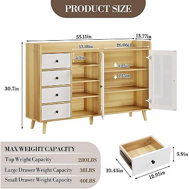 55" Buffet Cabinet with Drawers