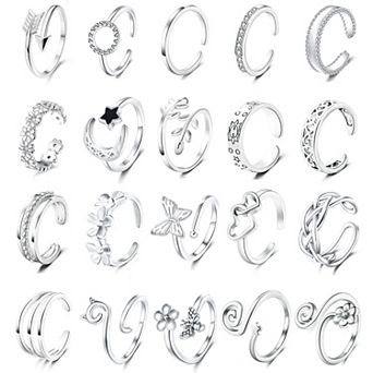 20 pc Adjustable Toe Rings Set for Women