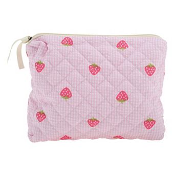 9.06"x2.36"x6.3" Quilted Stripe Strawberry Square Bag for Travel 1 pc