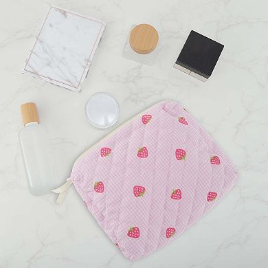 9.06"x2.36"x6.3" Quilted Stripe Strawberry Square Bag for Travel 1Pc
