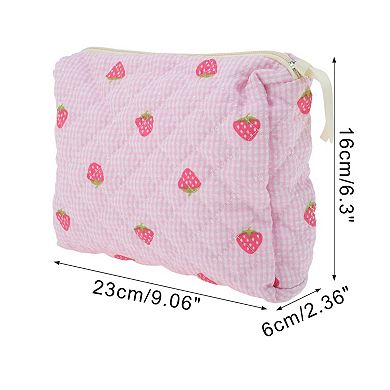 9.06"x2.36"x6.3" Quilted Stripe Strawberry Square Bag for Travel 1Pc