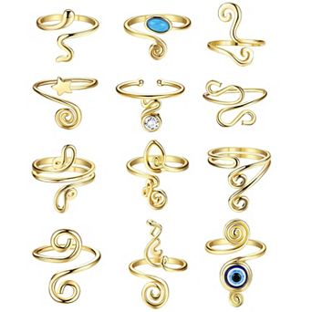 12 pc Adjustable African Toe Rings Set