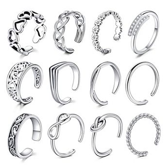 12 pc Adjustable Toe Ring Set