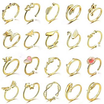 20 pc Adjustable Ring Set for Women