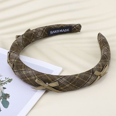 1Pc Plaid Bow Headbands for Women