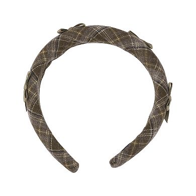 1Pc Plaid Bow Headbands for Women