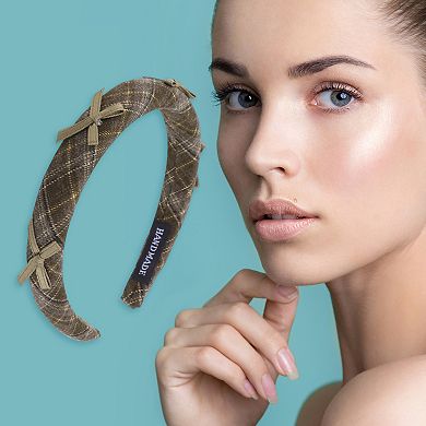 1Pc Plaid Bow Headbands for Women