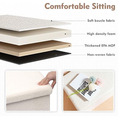 Foldable Sherpa Storage Ottoman, Faux Teddy Footstool, Portable