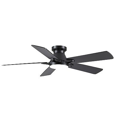 52" Modern Ceiling Fan with Light for Bedroom Living Room, Remote, 6-Speed, Flush Mount