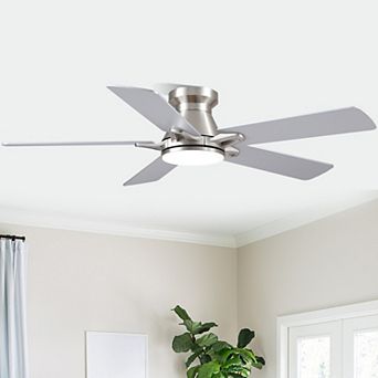 52" Modern Ceiling Fan with Light for Bedroom Living Room, Remote, 6-Speed, Flush Mount