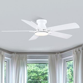 52" Modern Ceiling Fan with Light for Bedroom Living Room, Remote, 6-Speed, Flush Mount