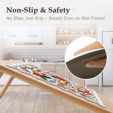 Scalloped Anti Fatigue Kitchen Mat Set Waterproof Non Slip Cushioned Floor Rugs