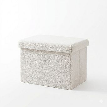 Foldable Sherpa Storage Ottoman, Padded Footstool, Space-Saving Bench